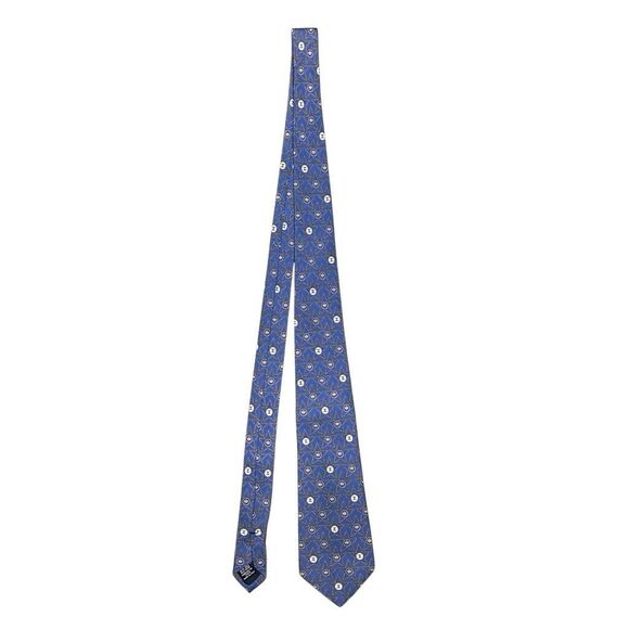 CHANEL Mens Navy Blue Silk Designer Neck Tie Adjustable Star Pattern Logo - Picture 1 of 13
